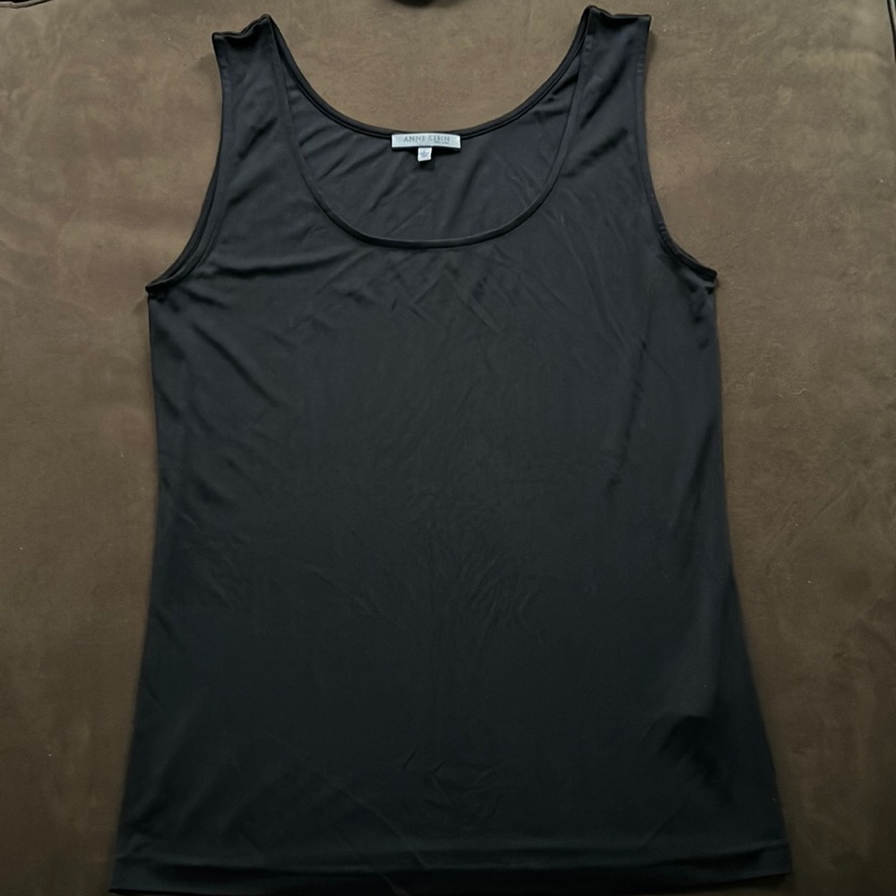 Anne Klein New York Black Silk Tank Shell Large